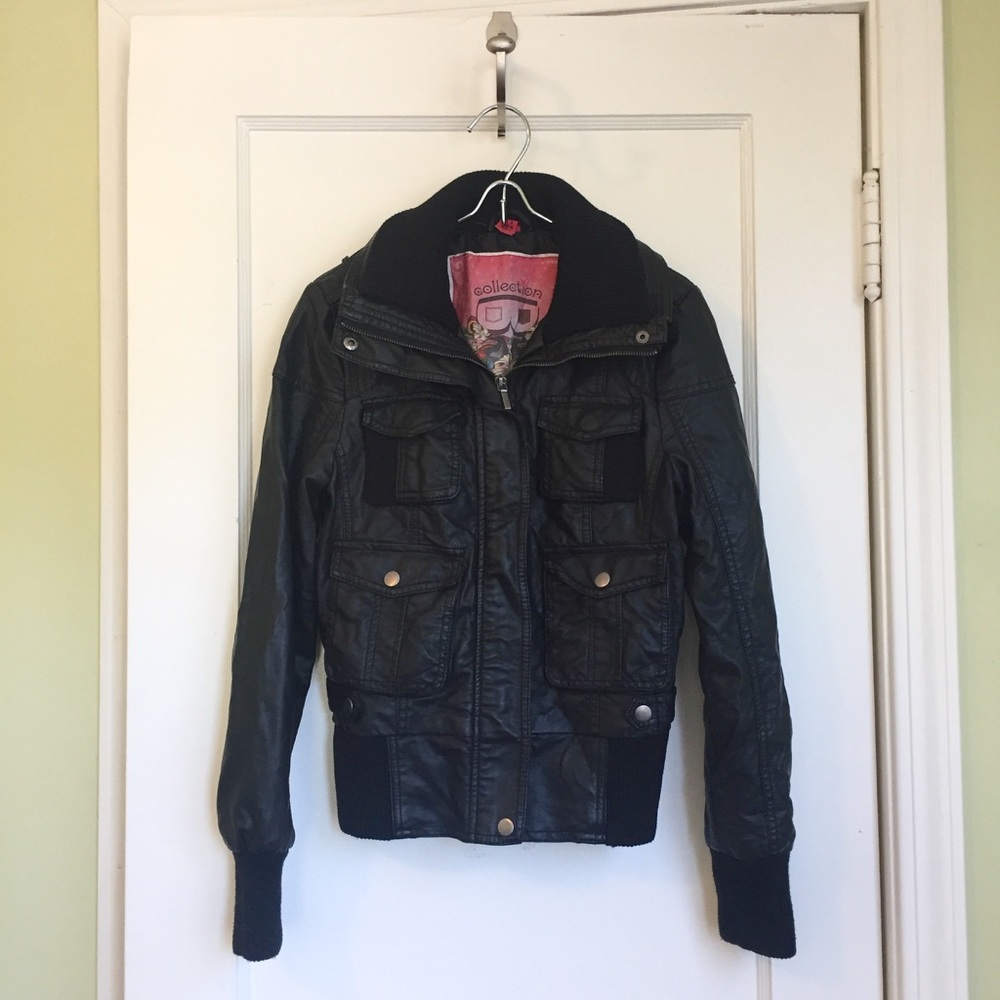 Collection B Black Vegan Leather Motorcycle Jacket